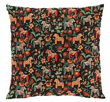 kuddfodral, prydnadskudde, jacquard, dalahästmotiv, arvidssons