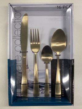 Bestickset 16-delar Matt guld bestick husvagnsbestick 8719202216622