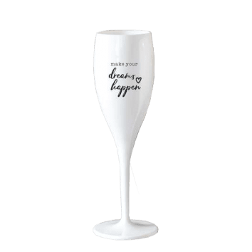Champagneglas Cheers Make your dreams happen