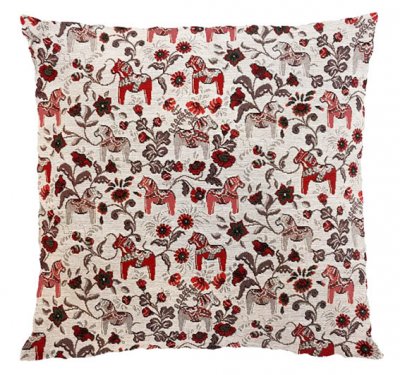 kuddfodral, prydnadskudde, jacquard, dalahästmotiv, arvidssons