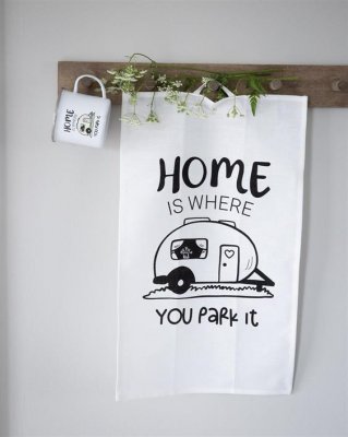Kökshandduk "Home is" Husvagn