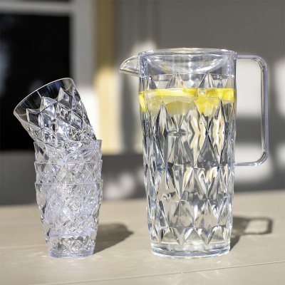 4002942448403 kanna dricksglas serveringskanna plastkanna plastglas koziol koziolglas mugg fasettdesign servering saftglas saftk