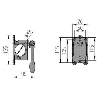 Klämfäste 48mm Vikbar Spindel