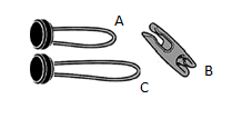 Anslutningar för panel G2 bestående av 5 st korta spännare (A) och 2 st mothåll (B).