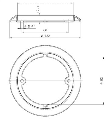 Dekorring Jokon Serie 710. Färg: klar/röd. Ø 122 mm.