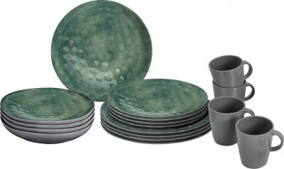 Servis Venetian SeaGreen melaminservis melamin bordsservis stonetouch porslinsset melaminharts campingservis tallrikar melaminpo