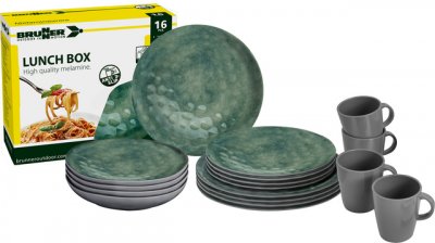Servis Venetian SeaGreen melaminservis melamin bordsservis stonetouch porslinsset melaminharts campingservis tallrikar melaminpo