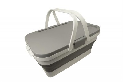 Hopfällbar Picknickkorg Med Bord Grå/vit