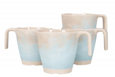 Melaminmugg Stone Line Beige 4-pack
